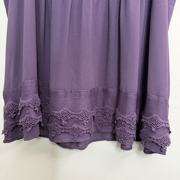 Anthropologie Entro Purple Tunic Top XL Crochet Neck Sleeveless Swing Short - Picture 3 of 10
